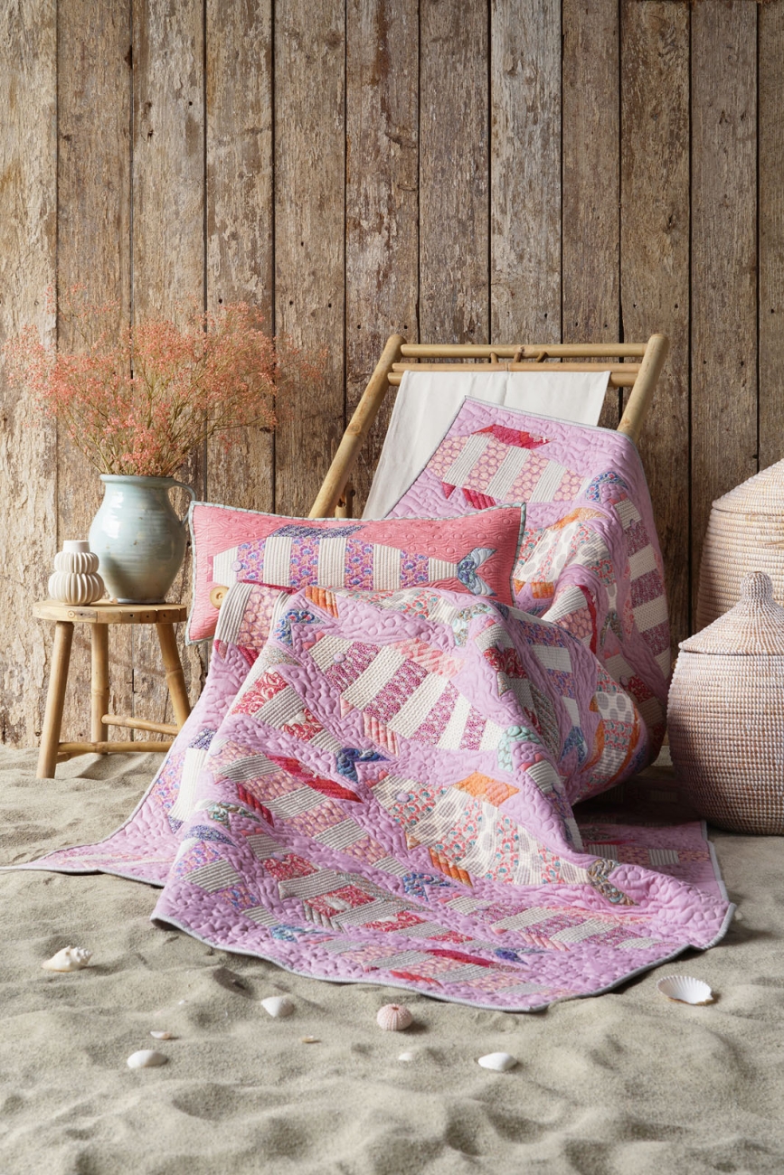 Tilda Patchwork Stoff Baumwolle - Cotton Beach - Scallop Shell Coral